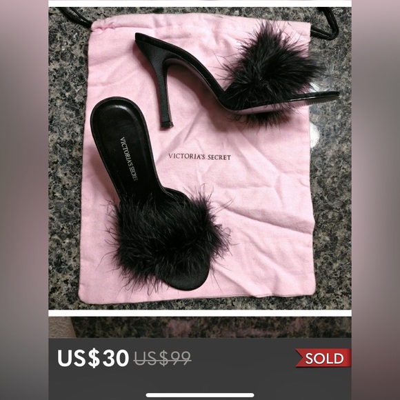 REDUCED! Victoria’s Secret satin/ostrich slippers - Picture 13 of 14